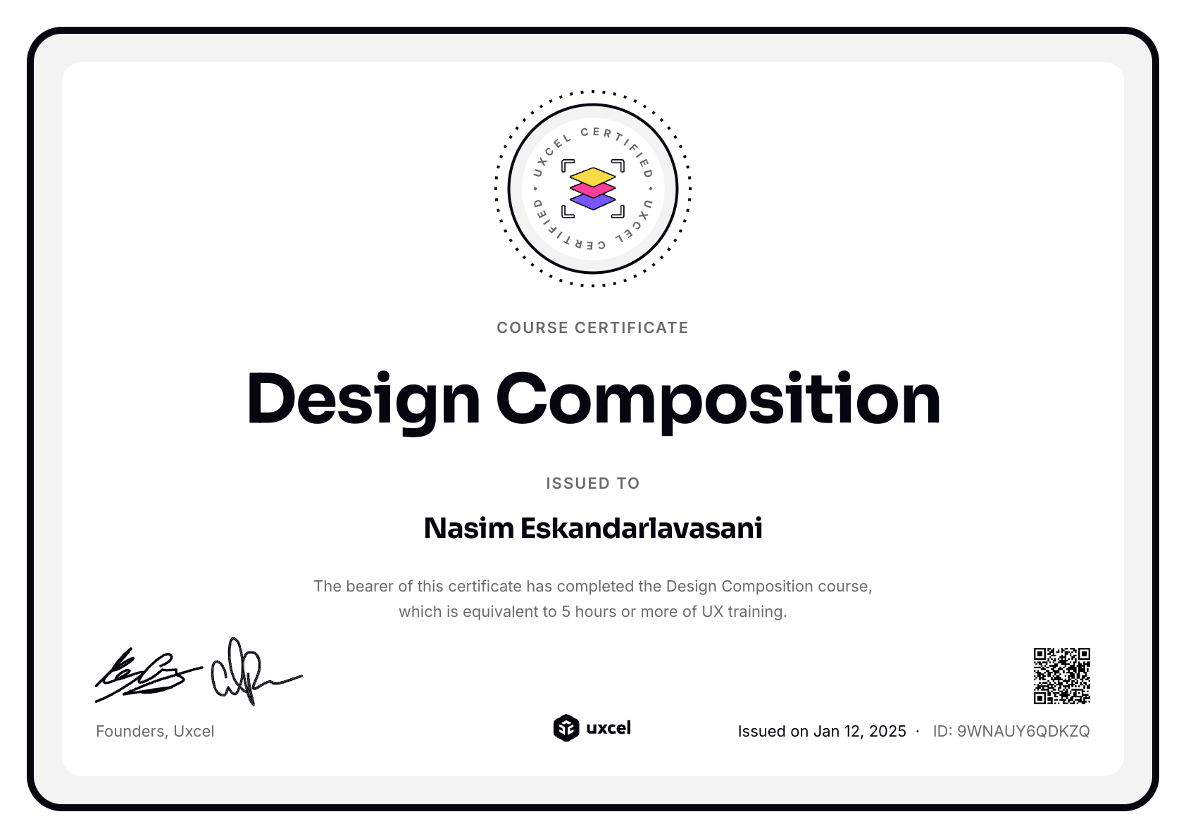 Nasim Eskandarlavasani's certificate